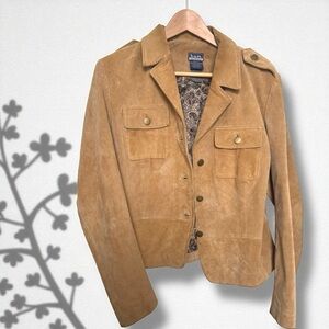 Vintage 90s B.U.M. Equipment Tan Suede Jacket | Western Blazer Y2K Retro L